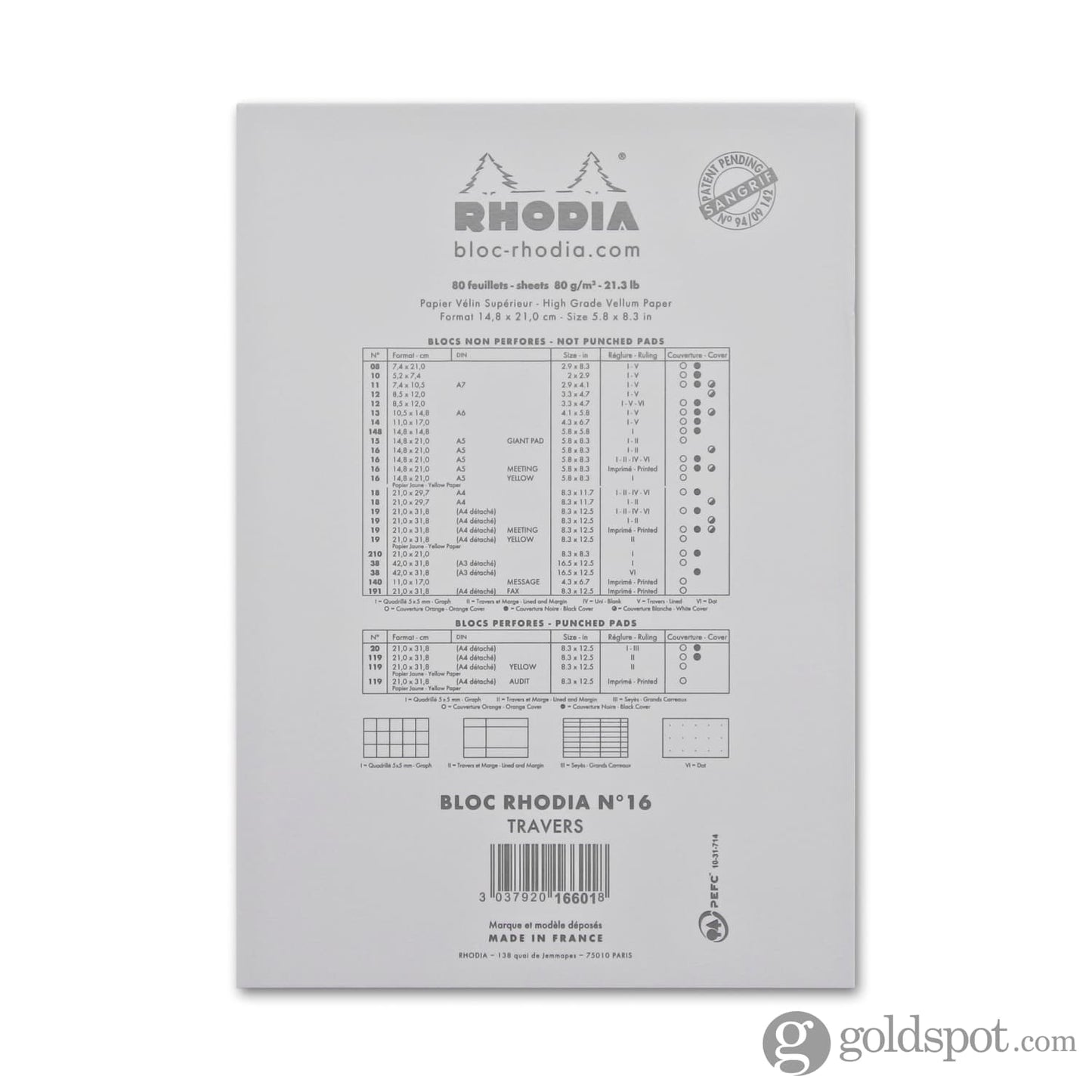 Rhodia No.16 Staplebound 6 x 8.25 Notepad in Ice Notepad