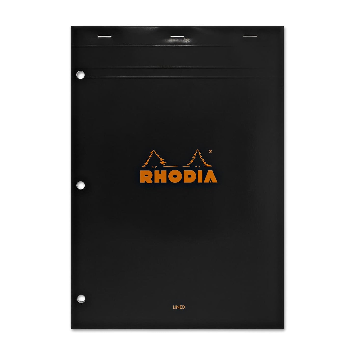 Rhodia No. 18 Lined Staplebound with 3 Hole Punch 8.25 x 11.75 in Black Notebook