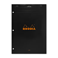 Rhodia No. 18 Lined Staplebound with 3 Hole Punch 8.25 x 11.75 in Black