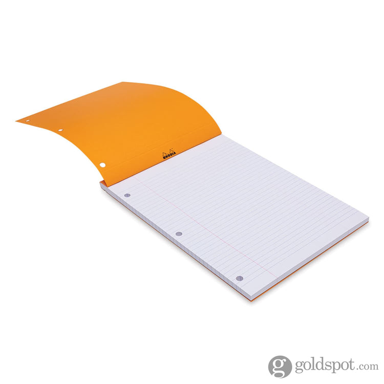 Rhodia No. 18 Lined Staplebound with 3 Hole Punch 8.25 x 11.75 in Orange Notepad