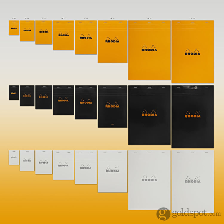 Rhodia No. 18 Lined Staplebound with 3 Hole Punch 8.25 x 11.75 in Orange Notepad
