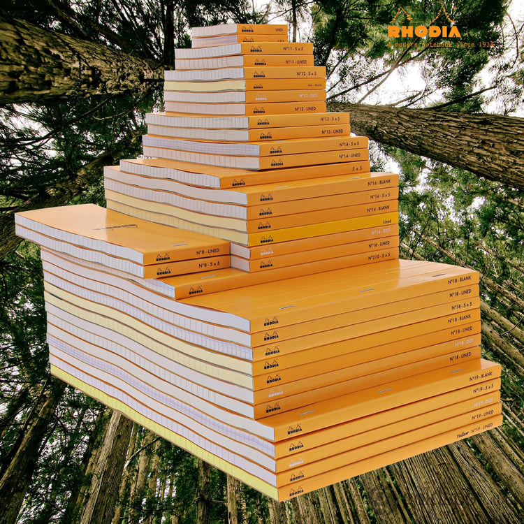 Rhodia No. 18 Lined Staplebound with 3 Hole Punch 8.25 x 11.75 in Orange Notepad