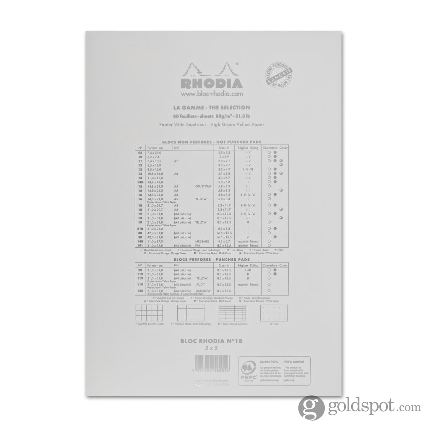 Rhodia No.18 Staplebound 8.25 x 11.75 Notepad in Ice Notebooks Journals