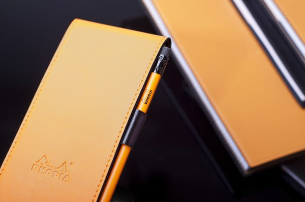Rhodia Pad Holder in Orange with Graph Pad with Pen Loop - 3 x 8.25 Notebook