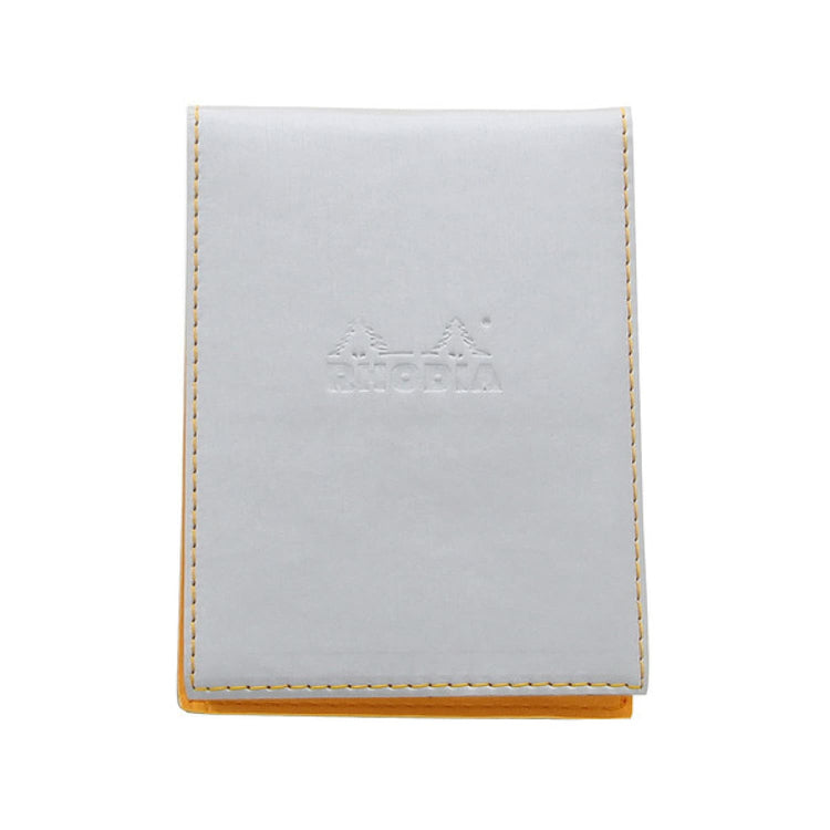 Rhodia Pad Holder in Silver with Lined Pad with Pen Loop - 3.75 x 5.5 Notebook