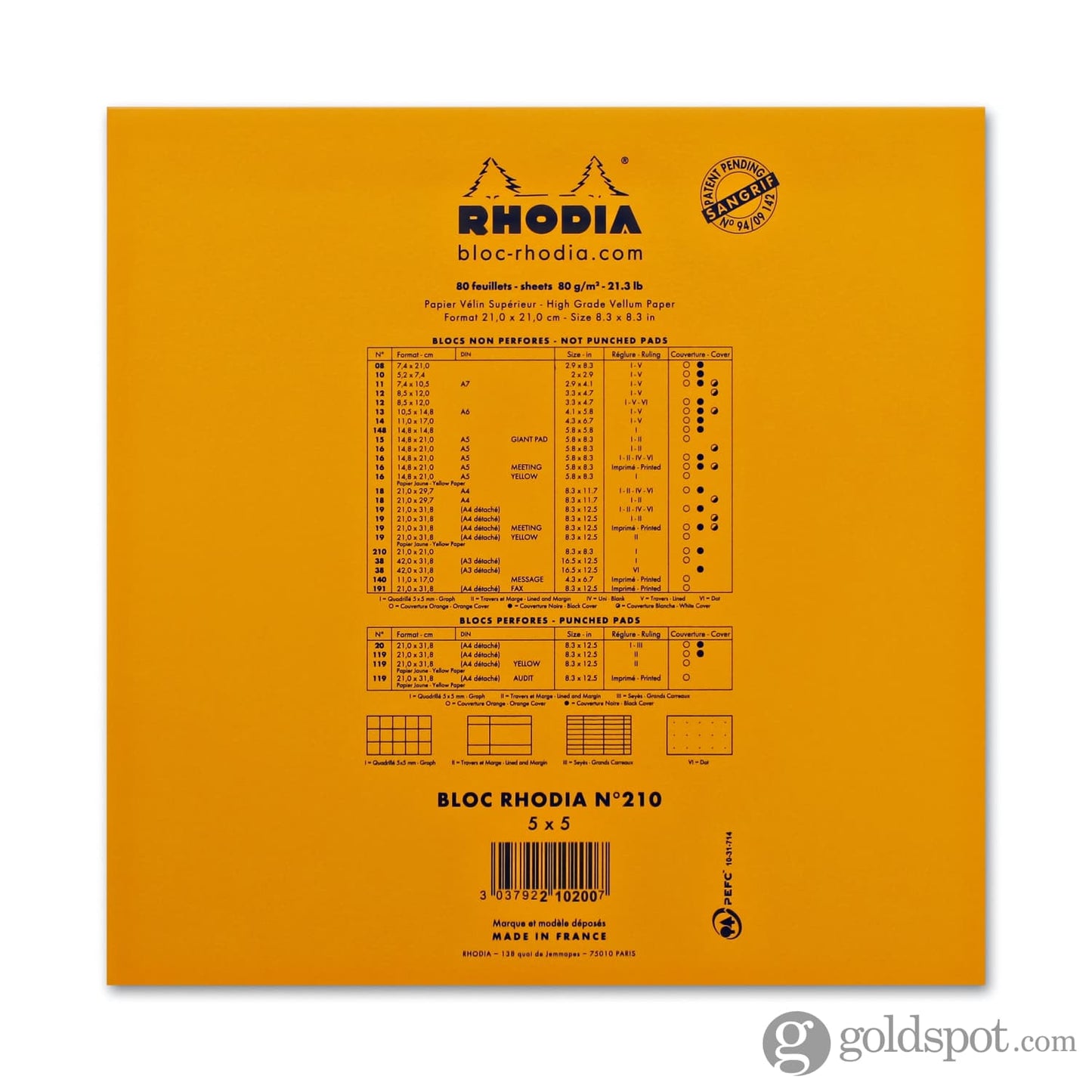 Rhodia Staplebound Graph Paper Notepad in Orange - 8.25 x 8.25 Notepad