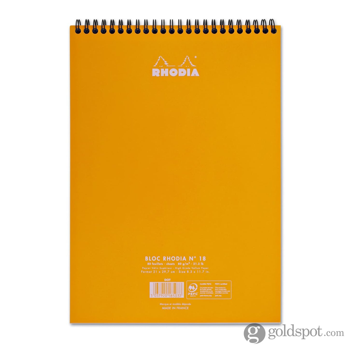 Rhodia Wirebound Dot Grid Paper Notebook in Orange - 8.25 x 11.75 Notebook