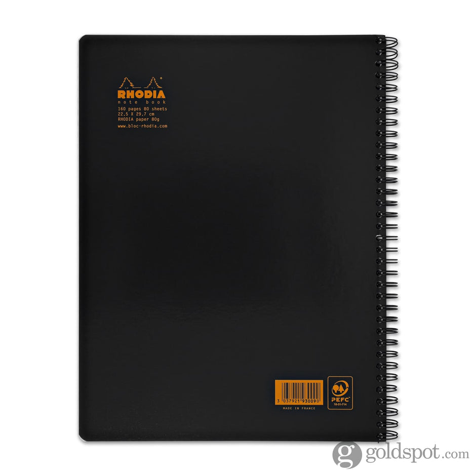 Rhodia Wirebound Graph Paper Notebook in Black 9 x 11.75 Goldspot Pens