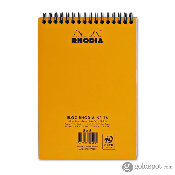 Rhodia Wirebound Graph Paper Notebook in Orange - 6 x 8.25 Notebook