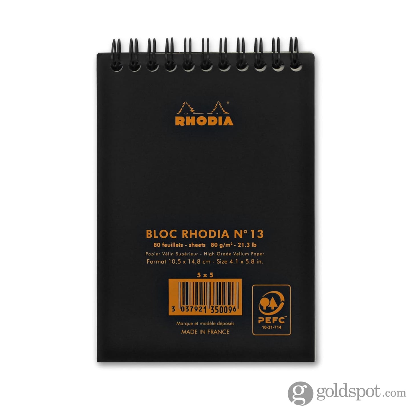 Rhodia Wirebound Graph Paper Pad in Black - 4 x 6 Notepad