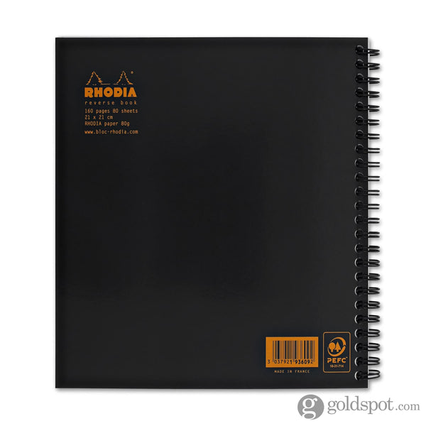 Rhodia Wirebound Graph Paper Reverse Notebook in Black - 8.25 x 8.25 Notebook