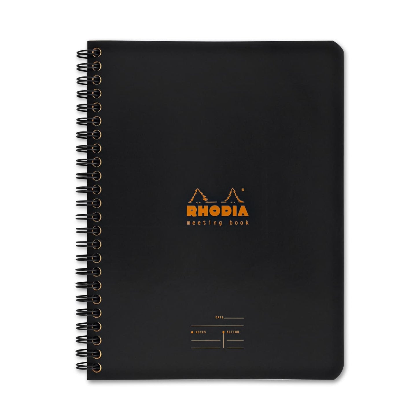 Rhodia Wiredbound Lined Meeting Book Notebook in Black - 6.5 x 8.25 Notebook