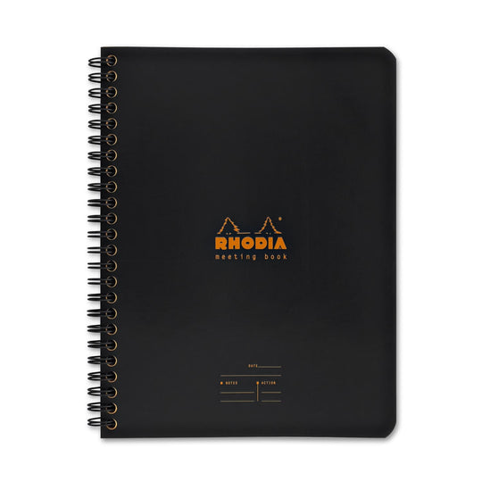 Rhodia Wiredbound Lined Meeting Book Notebook in Black - 6.5 x 8.25