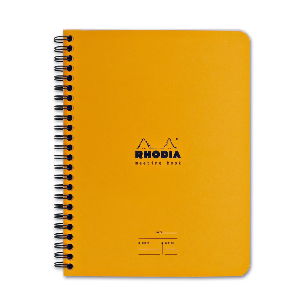 Rhodia Wiredbound Lined Meeting Book Notebook in Orange - 6.5 x 8.25 Notebook
