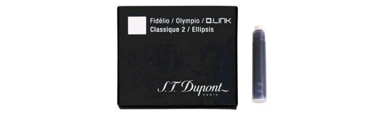 S.T. Dupont Ink Cartridges in Black - Pack of 6 Fountain Pen Cartridges