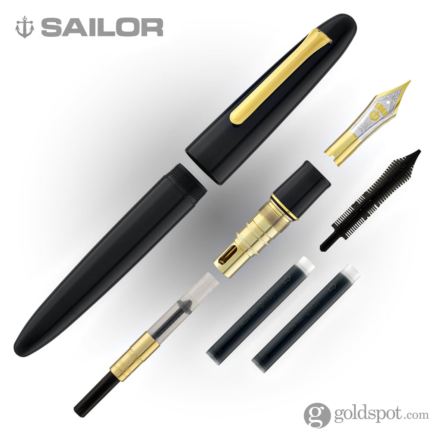 Sailor 1911 King of Pens Fountain Pen in Ebonite - 21K Gold Naginata Togi Nib Fountain Pen
