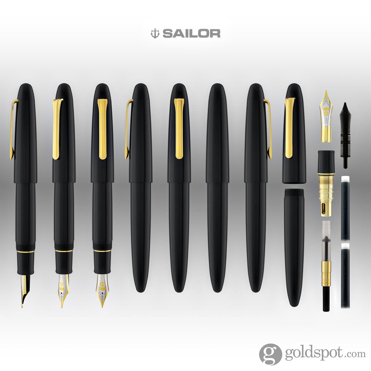 Sailor 1911 King of Pens Fountain Pen in Ebonite - 21K Gold Naginata Togi Nib Fountain Pen