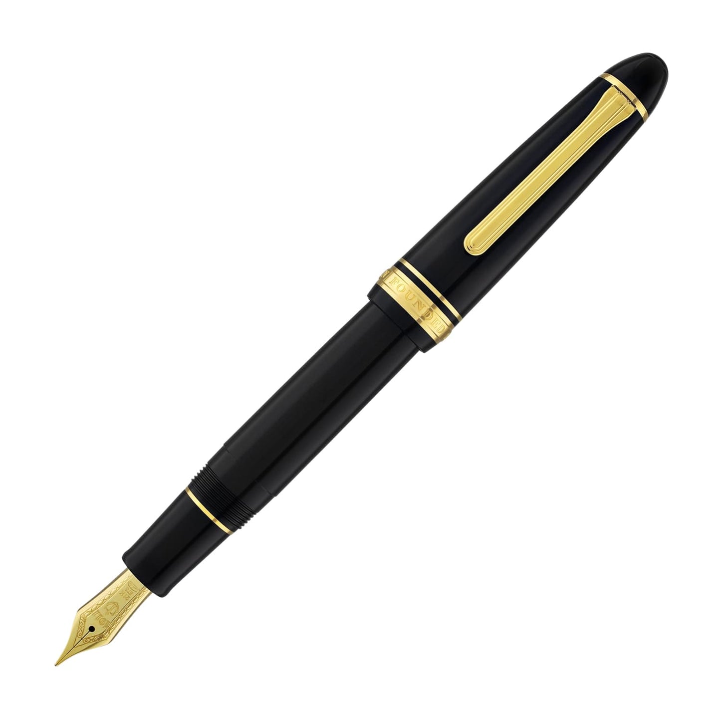 Sailor 1911 Large Fountain Pen in Black with Gold Trim - 21K Gold Fountain Pen