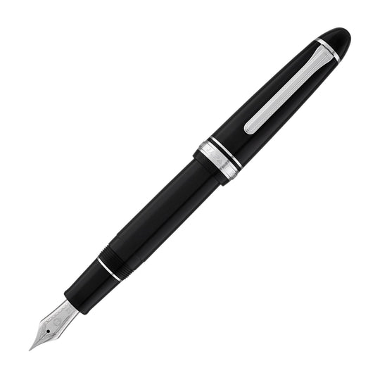 Sailor 1911 Large Fountain Pen in Black with Silver Trim - 21K Gold