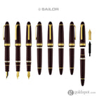 Sailor 1911 Large Realo Fountain Pen in Maroon with Gold Trim - 21K Gold Fountain Pen