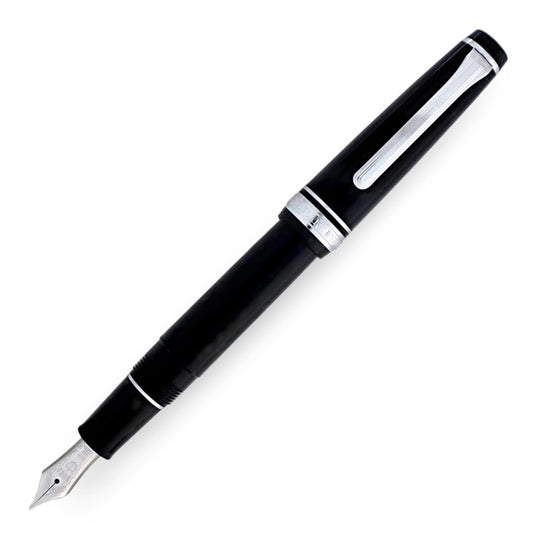 Sailor Pro Gear Slim Fountain Pen in Black with Silver Trim - 14K Gold