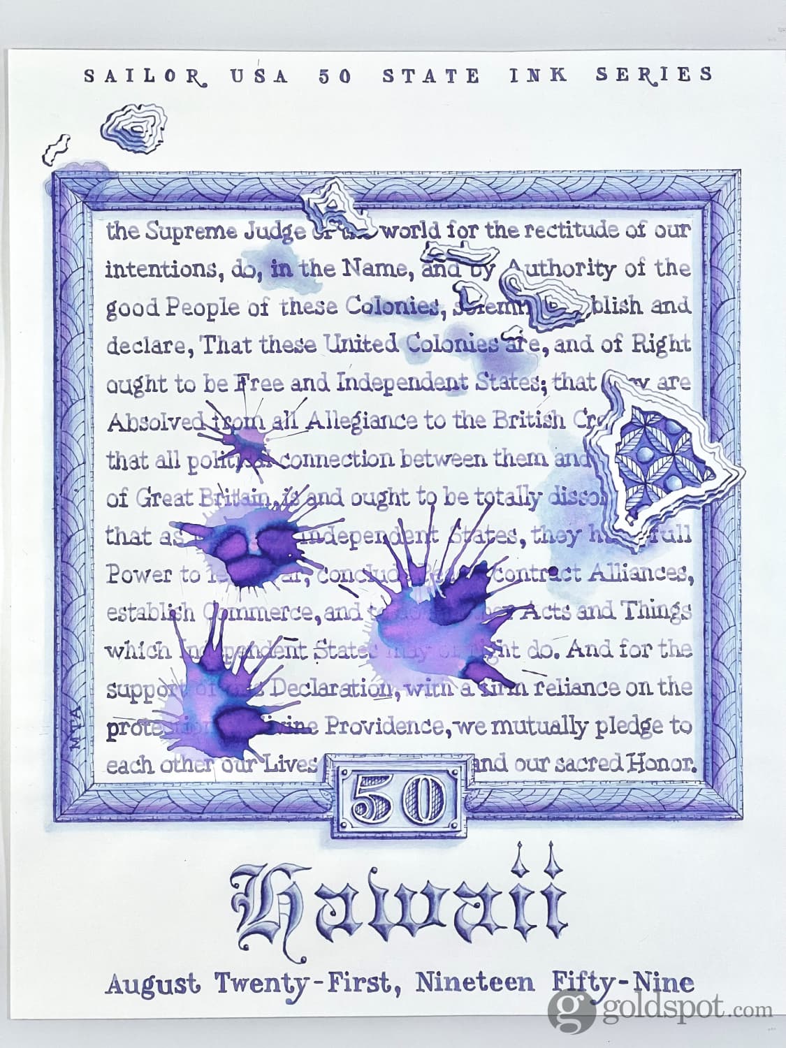 Sailor USA State Bottled Ink in Hawaii (Light Blue) - 20 mL Bottled Ink