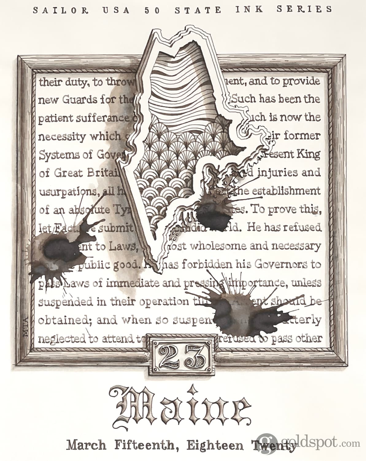 Sailor USA State Bottled Ink in Maine (Gray) - 20 mL Bottled Ink