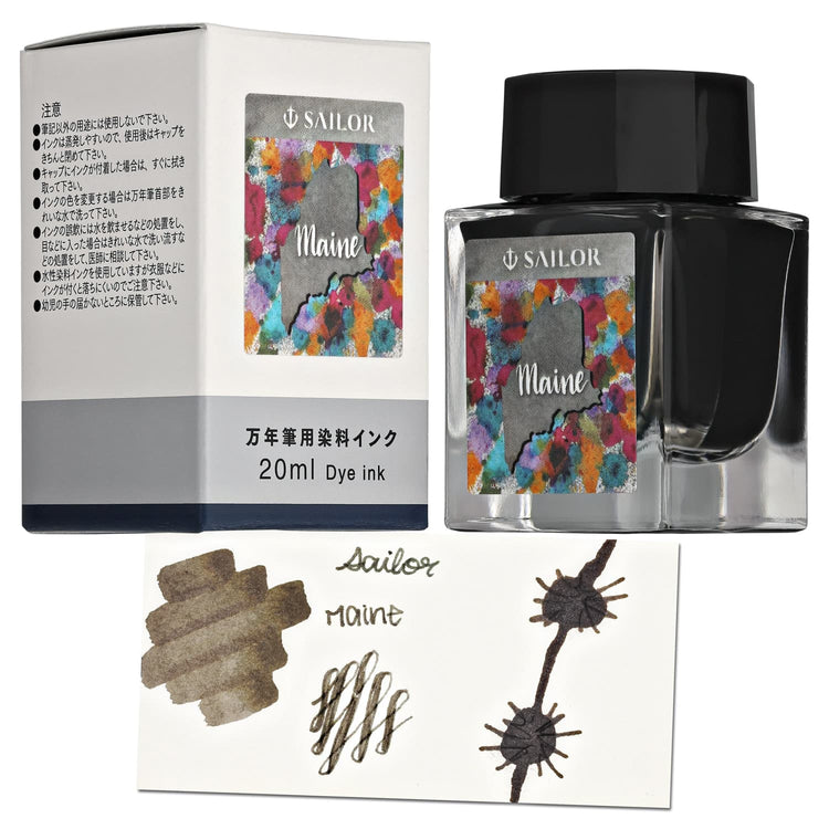 Sailor USA State Bottled Ink in Maine (Gray) - 20 mL Bottled Ink