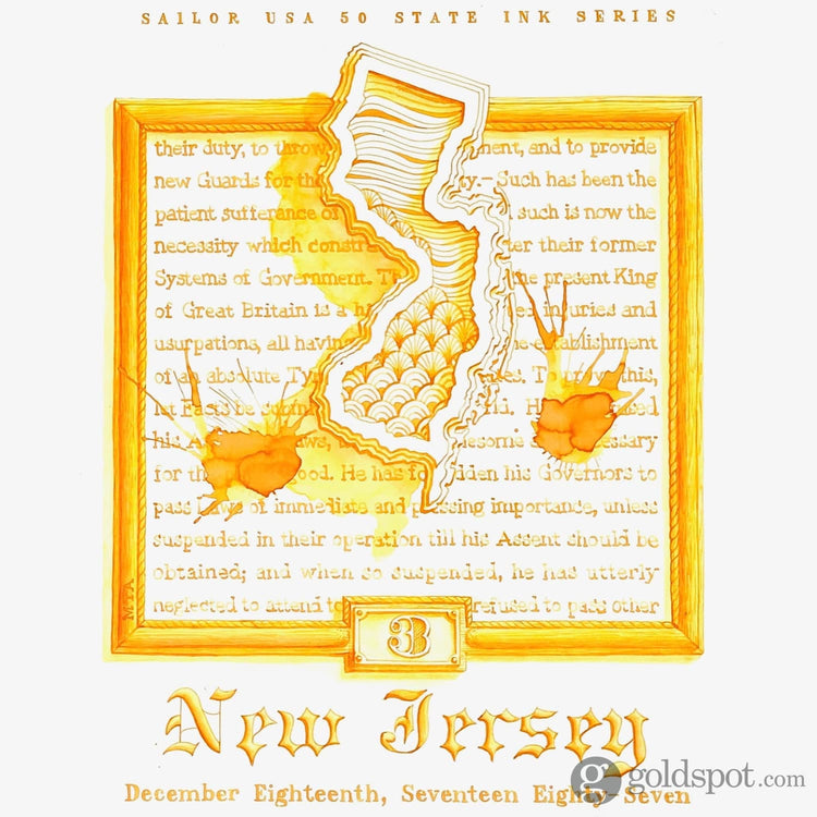 Sailor USA State Bottled Ink in New Jersey (Yellow) - 20 mL Bottled Ink