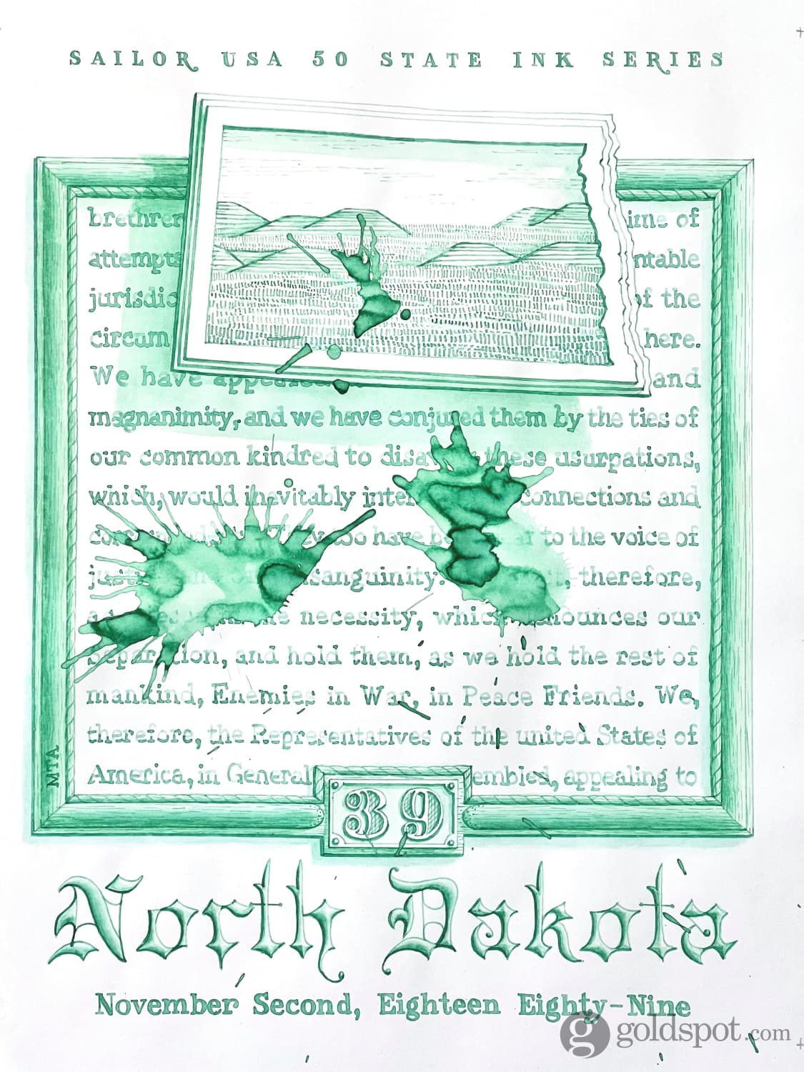 Sailor USA State Bottled Ink in North Dakota (Mint Green) - 20 mL Bottled Ink