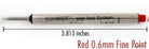 Schmidt Short P8126 Capless Rollerball Refill in Red - Fine Point by Monteverde Rollerball Refill