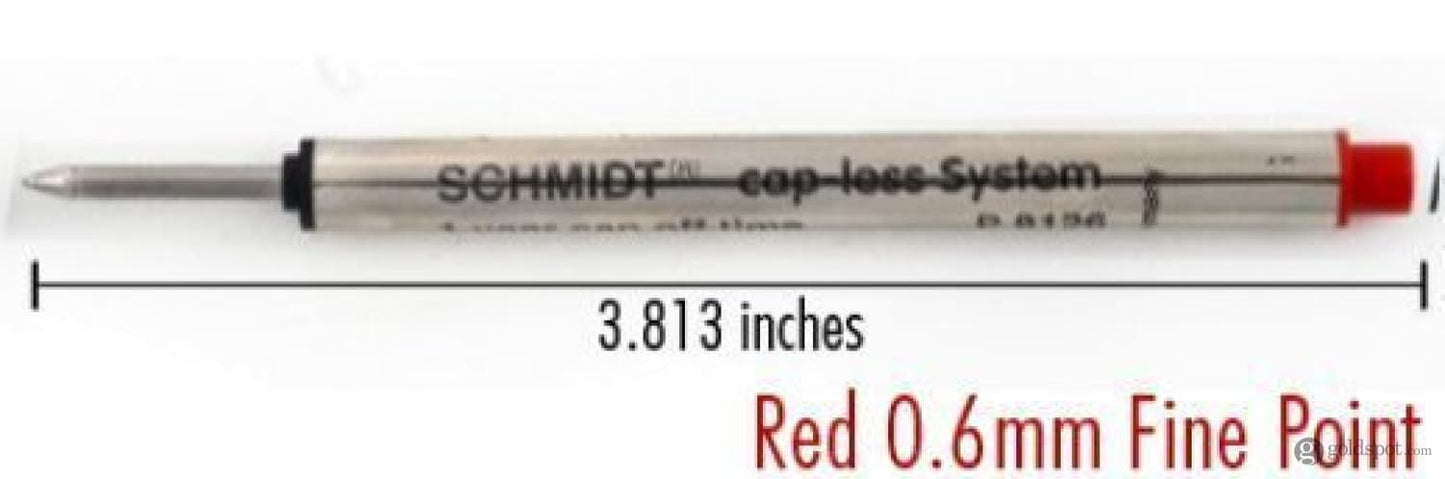 Schmidt Short P8126 Capless Rollerball Refill in Red - Fine Point by Monteverde Rollerball Refill