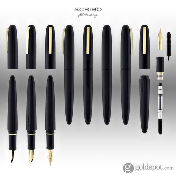 Scribo Piuma Fountain Pen in Luce Black 18K Gold Nib Fountain Pen