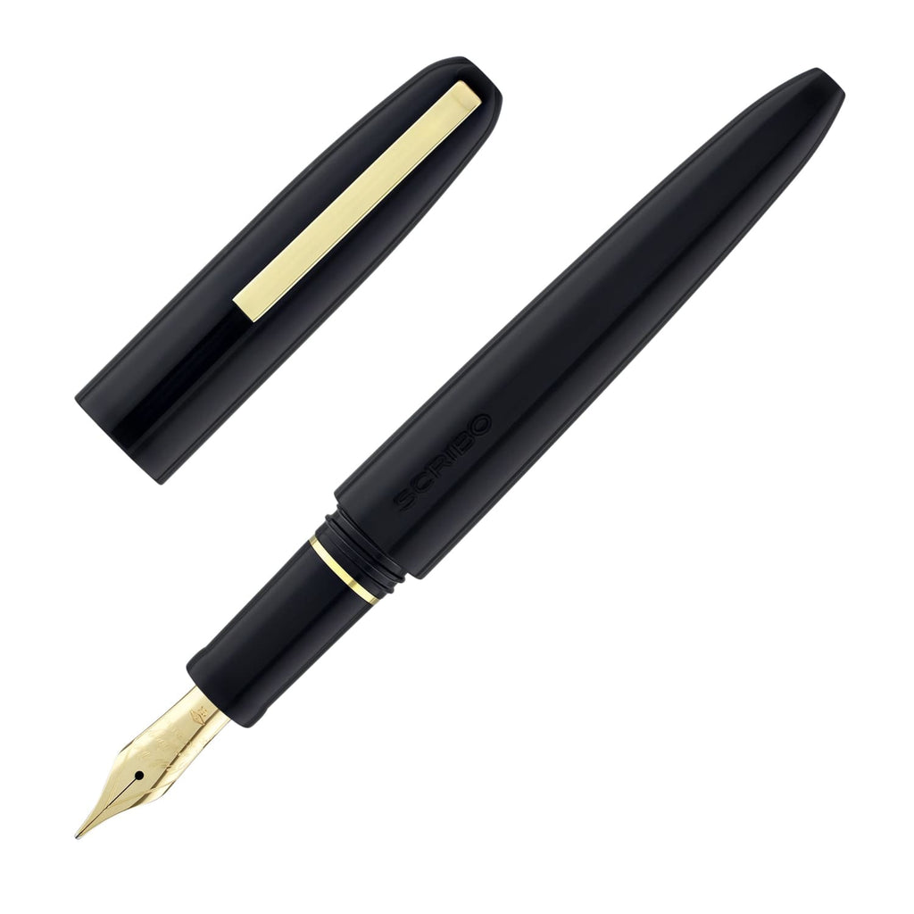 Scribo Piuma Fountain Pen in Luce Black 18K Gold Nib Fountain Pen