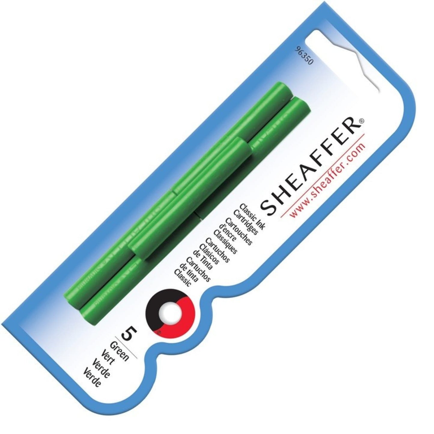 Sheaffer Ink Cartridges in Green - Pack of 5 Fountain Pen Cartridges