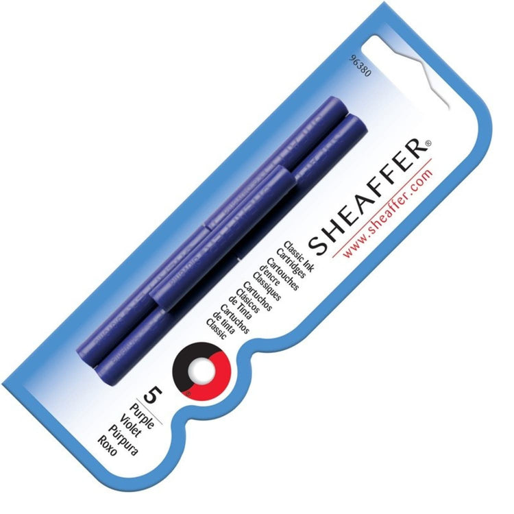 Sheaffer Ink Cartridges in Purple - Pack of 5 Fountain Pen Cartridges
