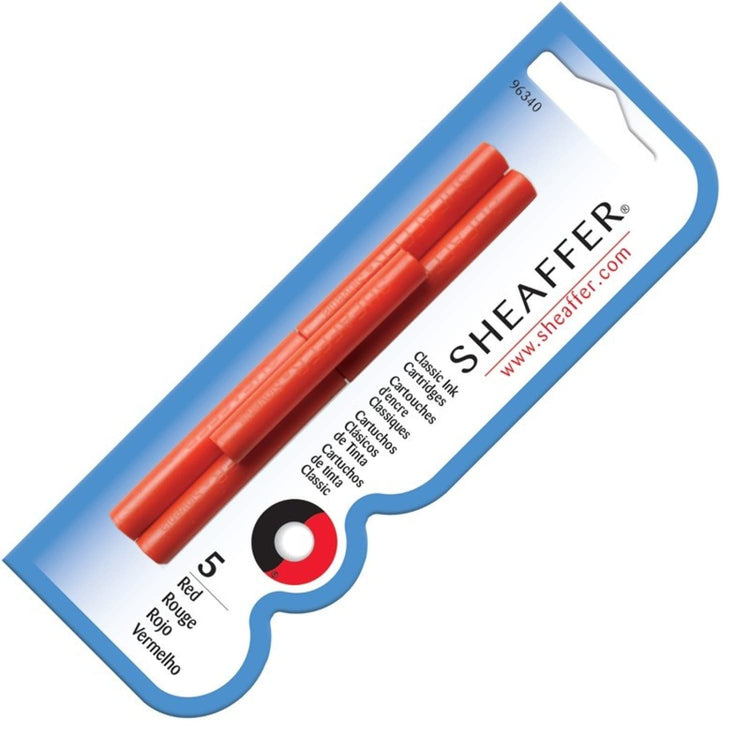 Sheaffer Ink Cartridges in Red - Pack of 5 Fountain Pen Cartridges