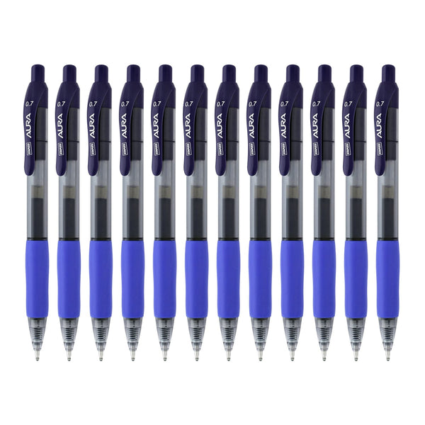Staples Aura Gel Pens in Blue - 0.7mm - Pack of 12 Gel Pen