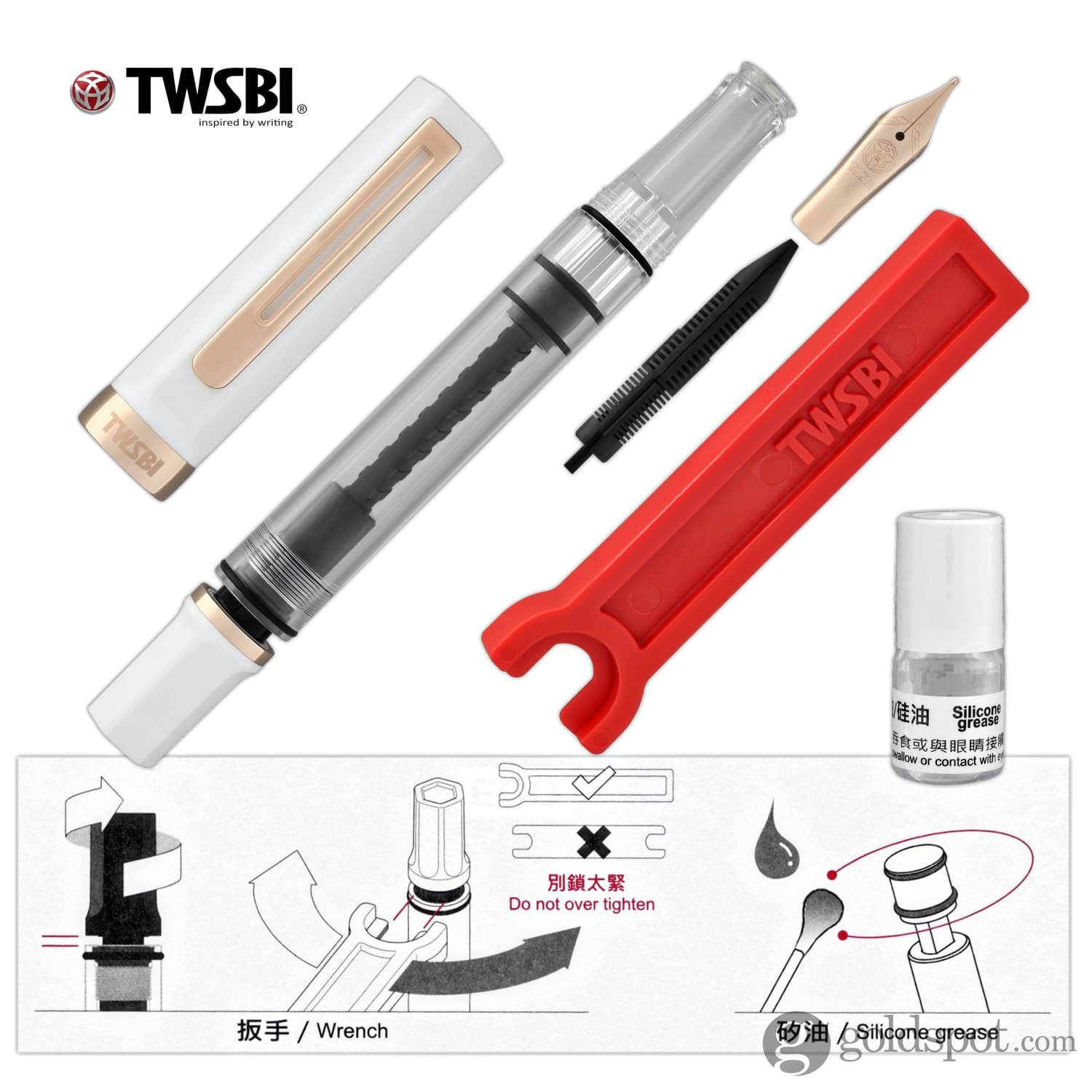 TWSBI Eco Fountain Pen - White Rose Gold Extra Fine