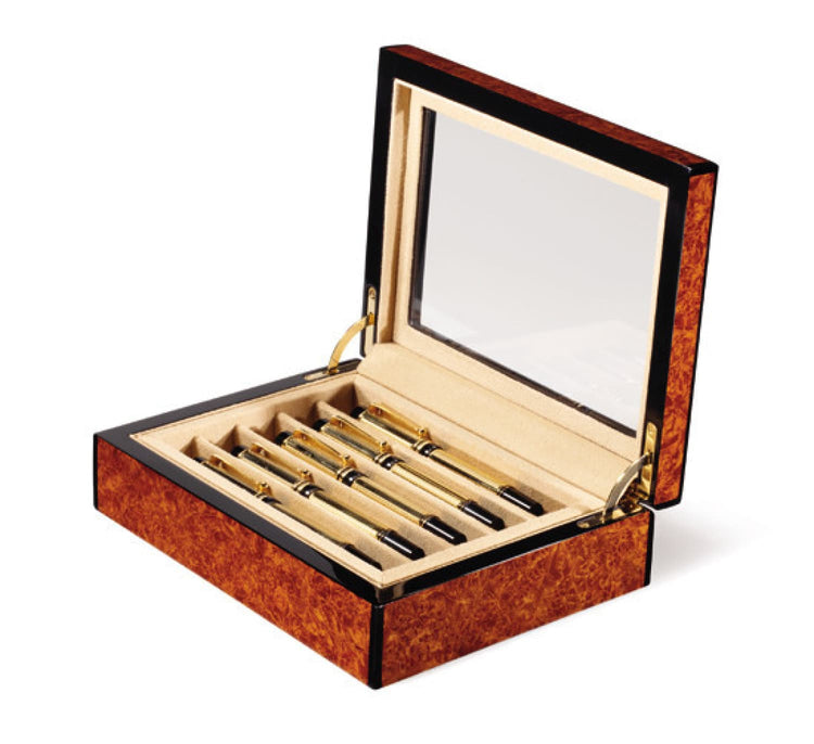 Venlo Exotic Wood Collection Burl 5 Holder Pen Case Pen Case