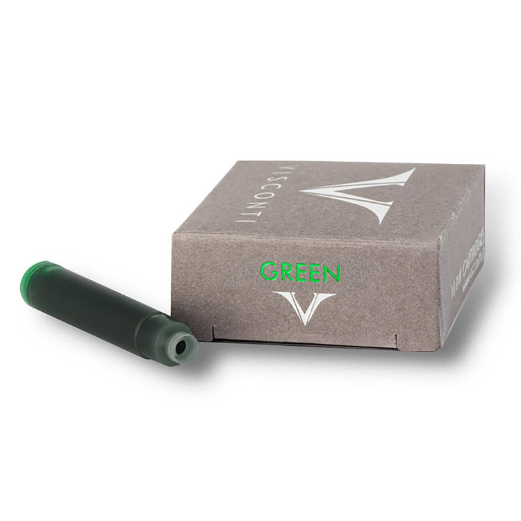 Visconti Ink Cartridges in Green - Pack of 10 Fountain Pen Cartridges