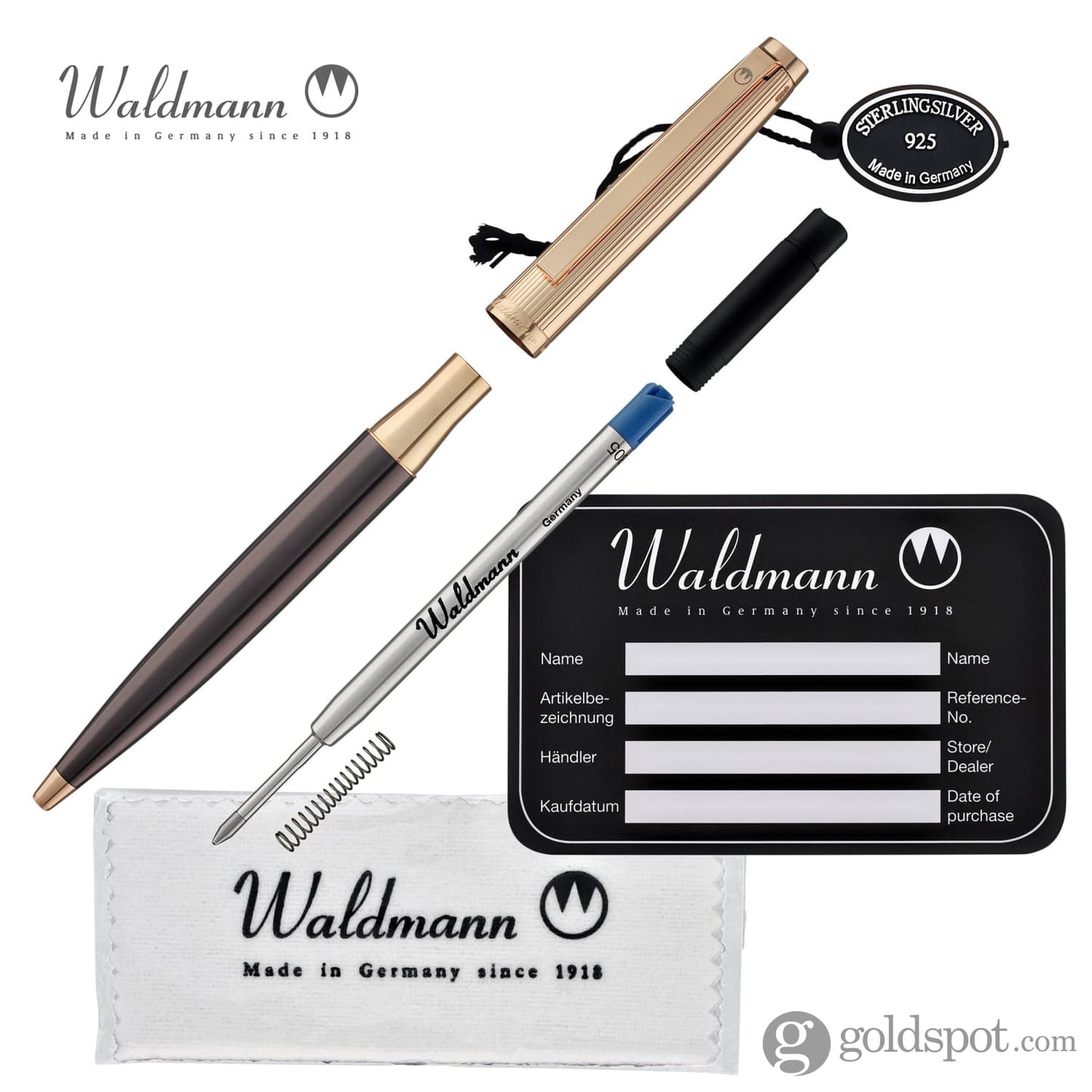 Waldmann Tuscany Ballpoint Pen in Chocolate with Rose Gold Ballpoint Pen