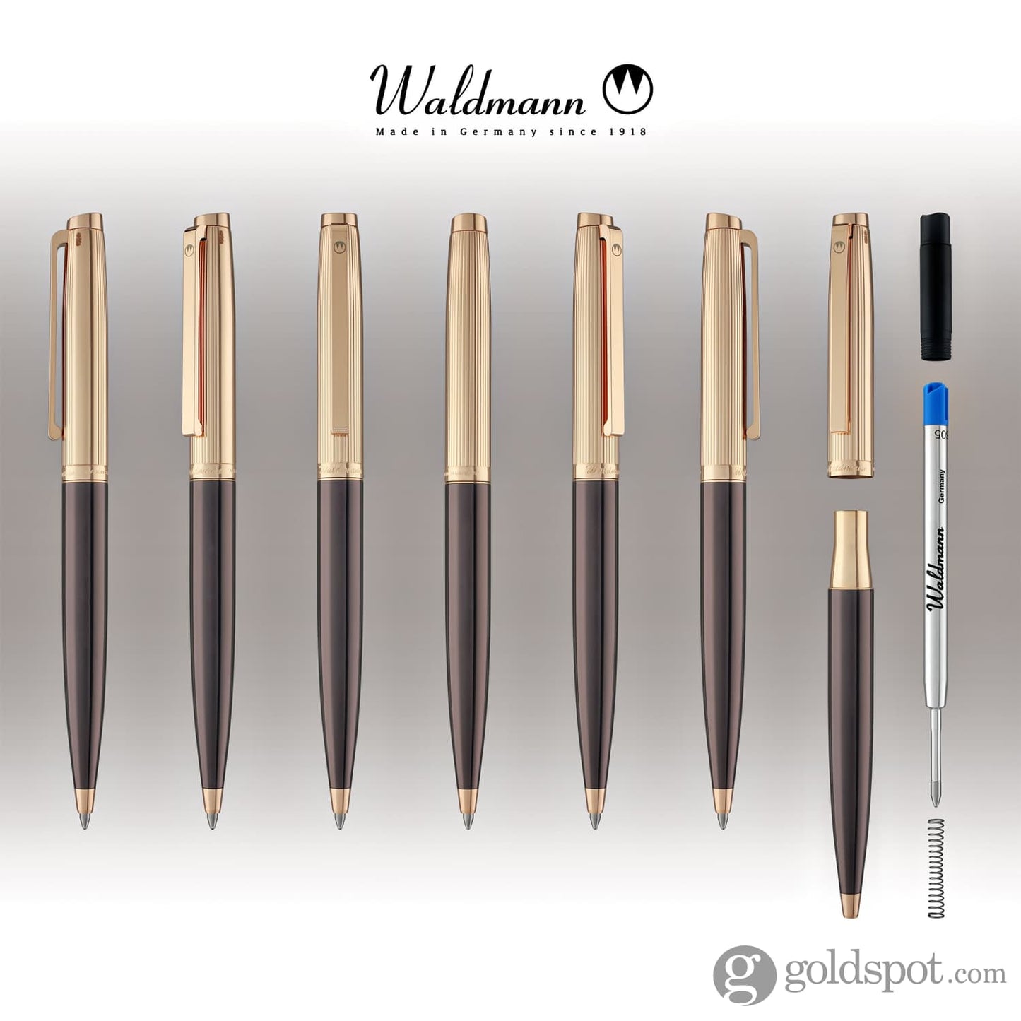 Waldmann Tuscany Ballpoint Pen in Chocolate with Rose Gold Ballpoint Pen