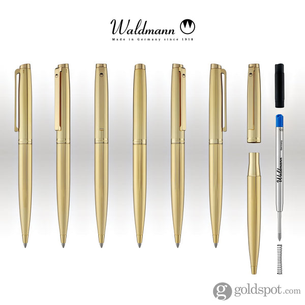 Waldmann Tuscany Ballpoint Pen in Pinstripe Gold-Plated Sterling Silver Ballpoint Pen