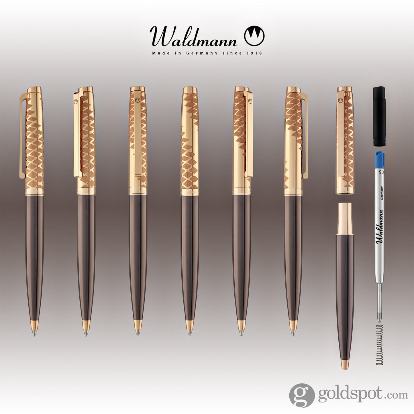 Waldmann Tuscany Ballpoint Pen in Vela with Rose Gold Ballpoint Pen