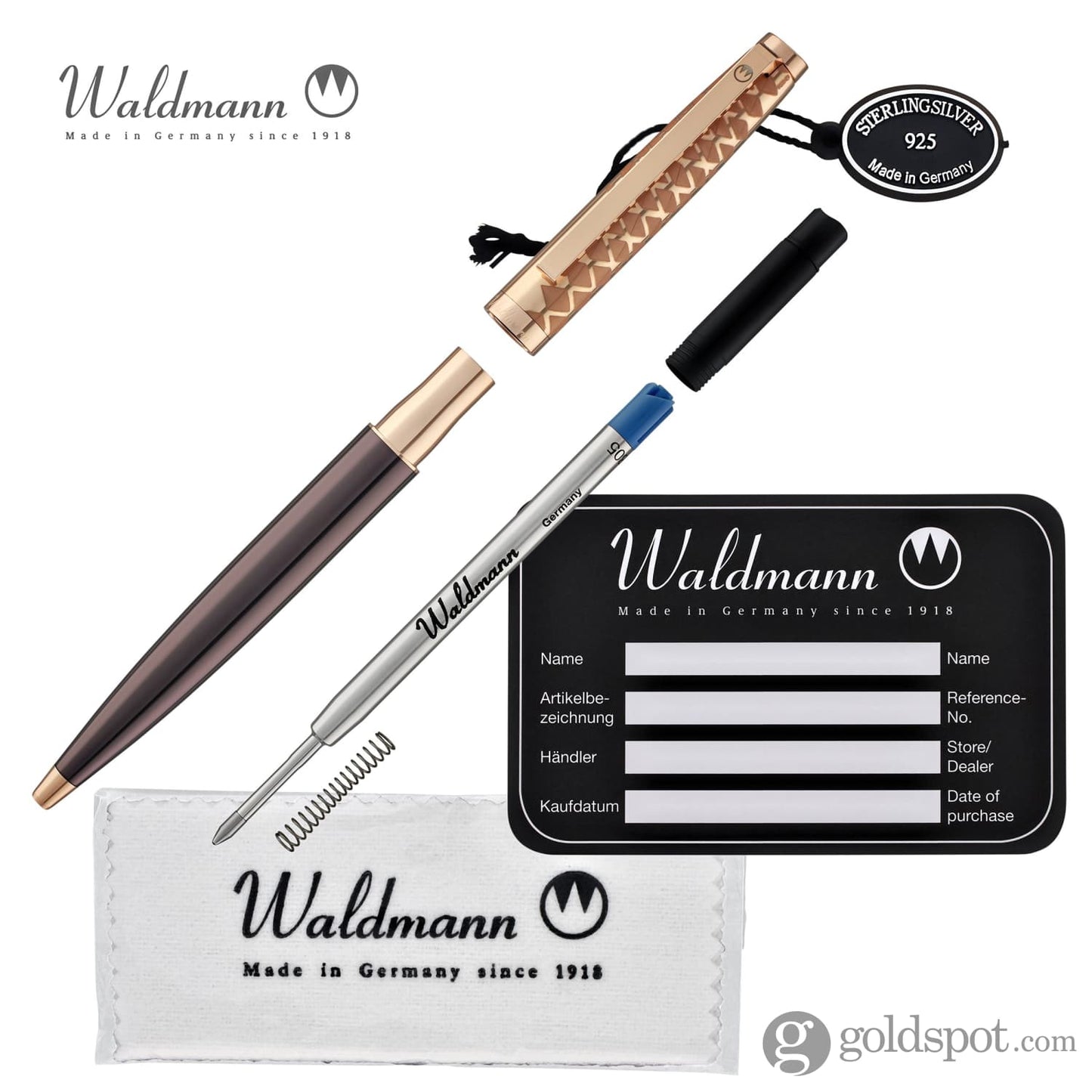 Waldmann Tuscany Ballpoint Pen in Vela with Rose Gold Ballpoint Pen
