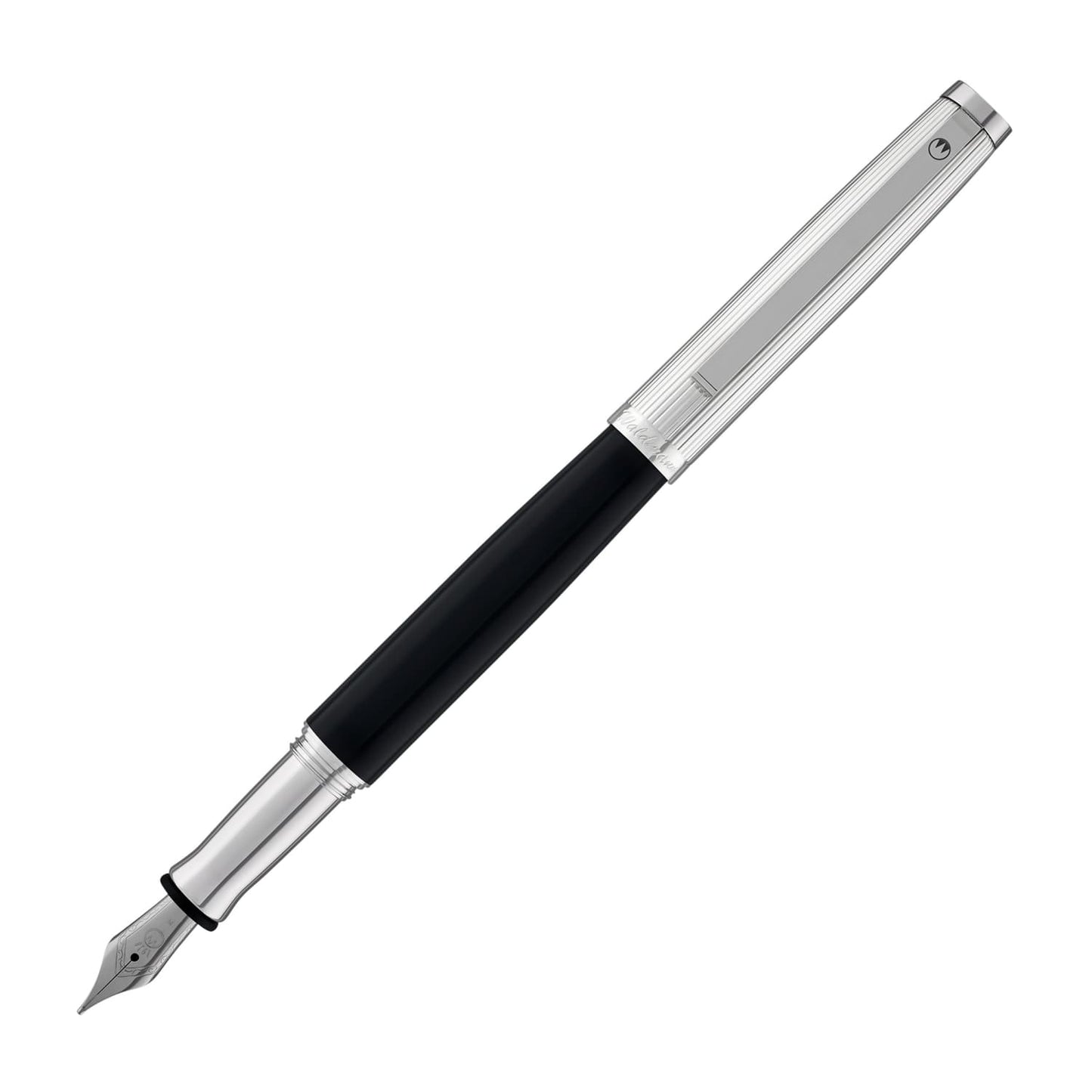 Waldmann Tuscany Fountain Pen in Black Lacquer with Sterling Silver Steel Nib Fountain Pen