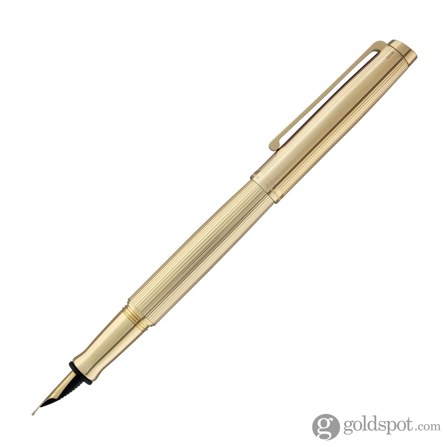 Waldmann Tuscany Fountain Pen in Gold-Plated Sterling Silver Steel Nib Fountain Pen