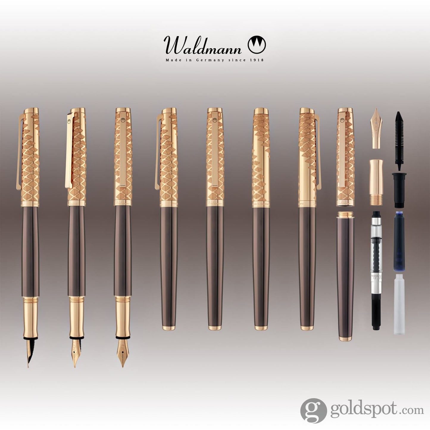 Waldmann Tuscany Fountain Pen in Vela with Rose Gold Steel Nib Fountain Pen