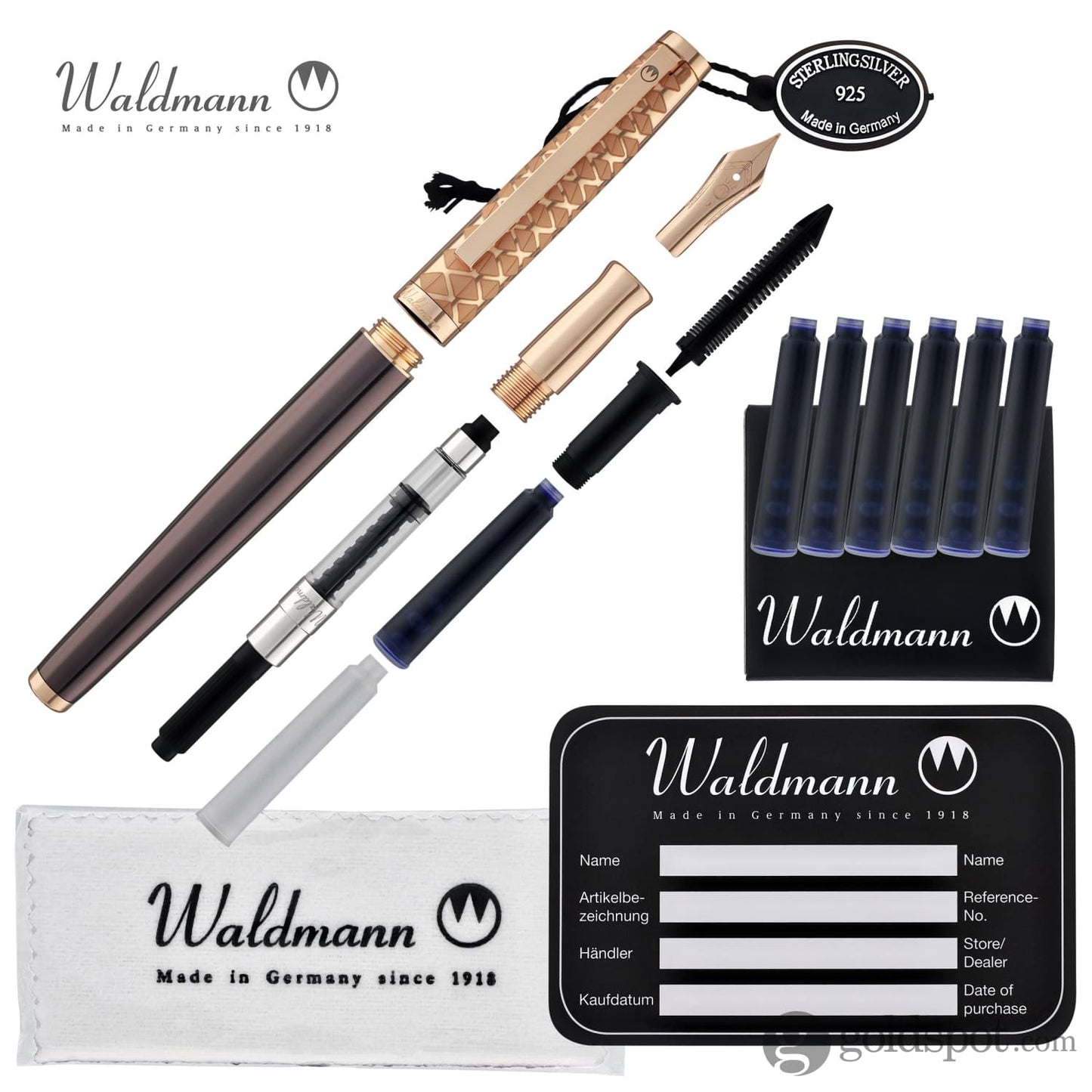 Waldmann Tuscany Fountain Pen in Vela with Rose Gold Steel Nib Fountain Pen